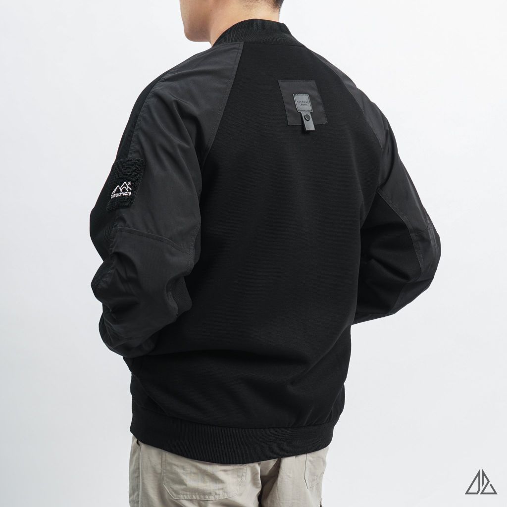 Áo khoác bomber nỉ sọc phối dù