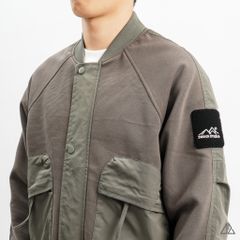 Áo khoác bomber nỉ sọc phối dù