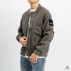 Áo khoác bomber nỉ sọc phối dù