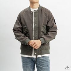 Áo khoác bomber nỉ sọc phối dù