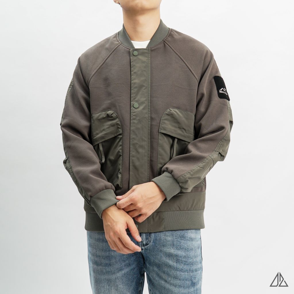 Áo khoác bomber nỉ sọc phối dù
