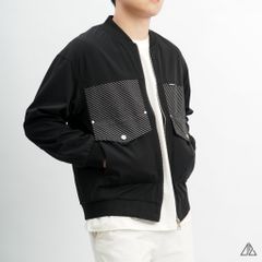 Áo khoác bomber phối túi sọc vải dù