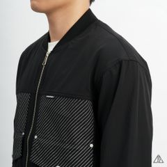 Áo khoác bomber phối túi sọc vải dù