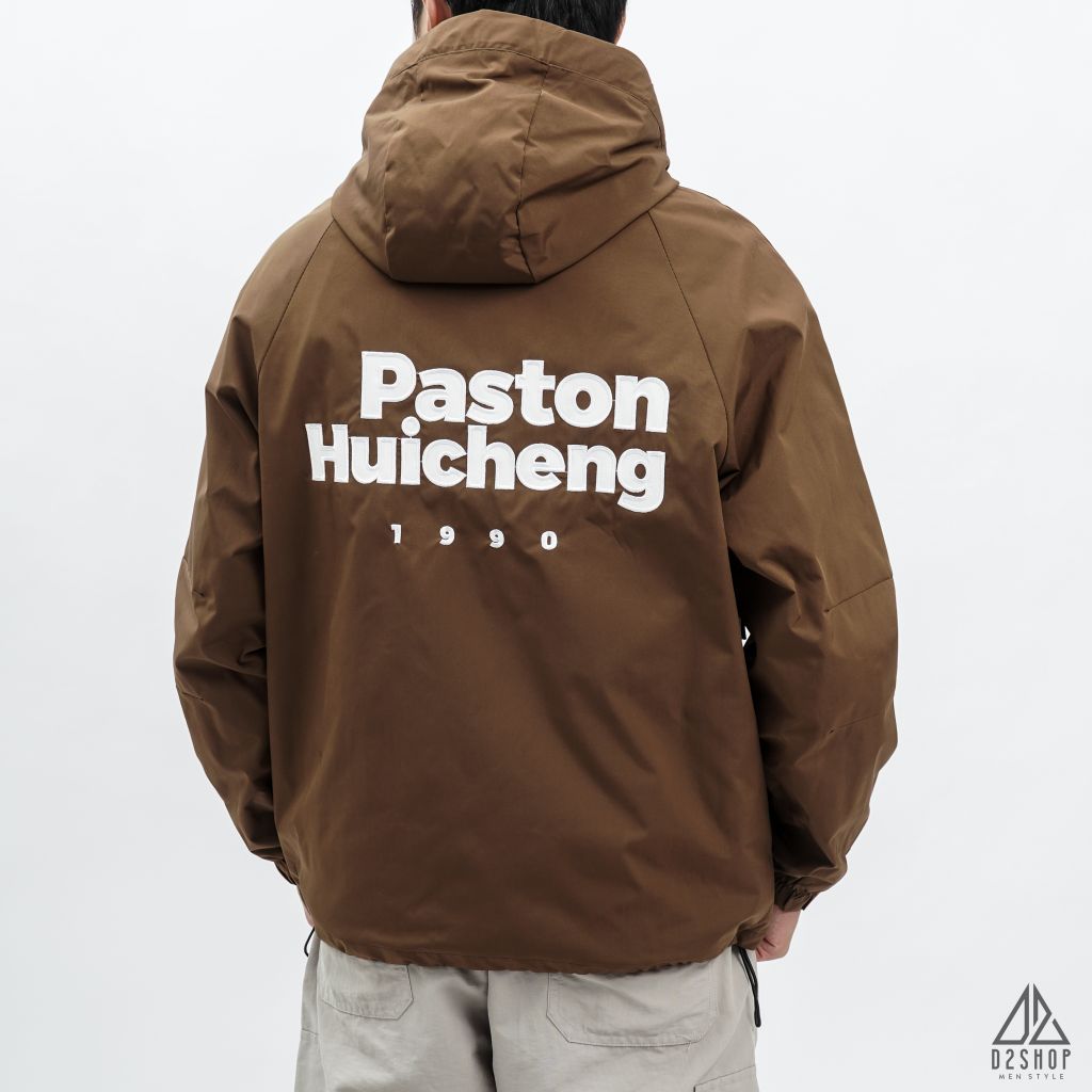 Áo khoác dù nón trùm thêu ngực Paston