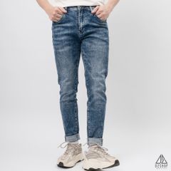 Quần jean xanh wash thêu túi DenX