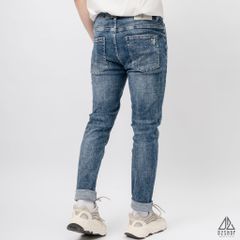 Quần jean xanh wash thêu túi DenX