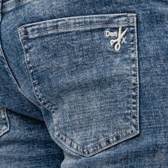 Quần jean xanh wash thêu túi DenX