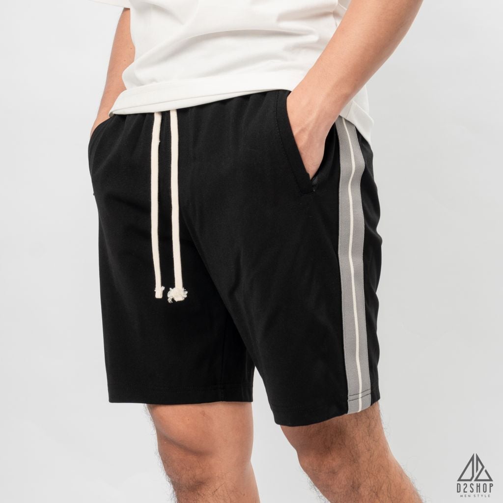 Quần đùi thun phối viền sọc