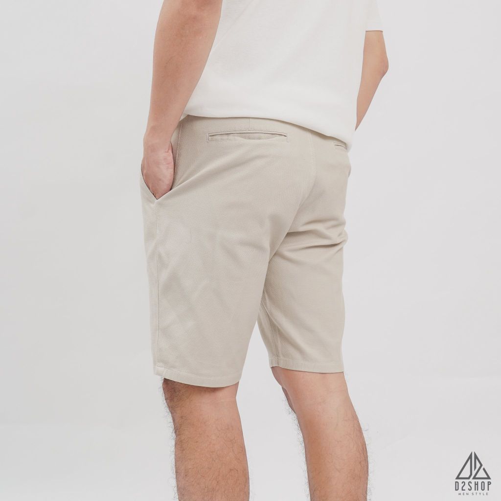 Quần short vải kaki gân tổ ong