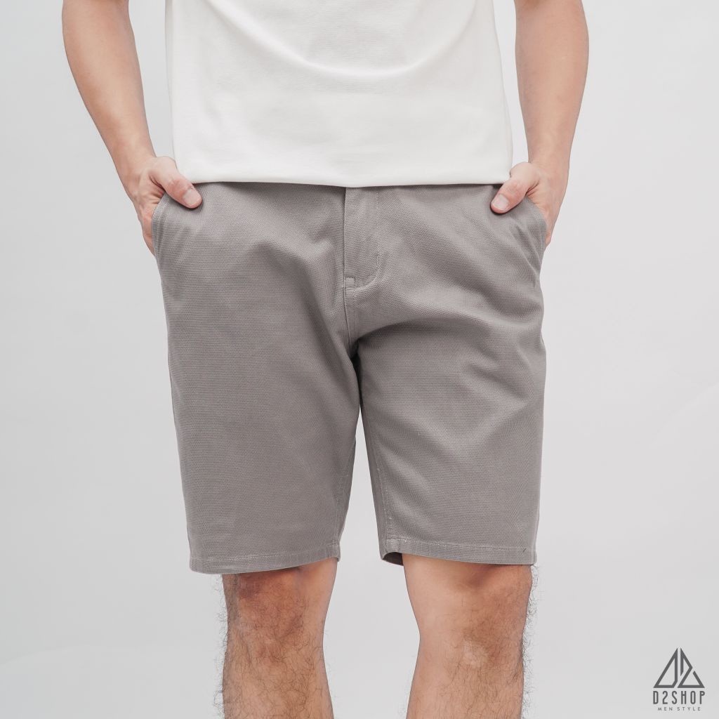 Quần short vải kaki gân tổ ong