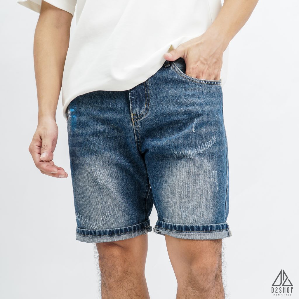 Short jean xám đậm sơn 3 vạch