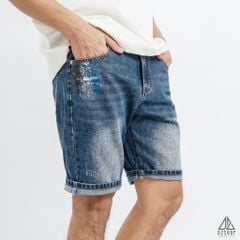 Short jean xám đậm sơn 3 vạch