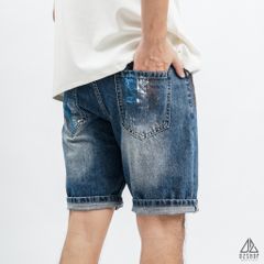 Short jean xám đậm sơn 3 vạch