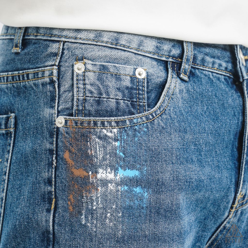 Short jean xám đậm sơn 3 vạch