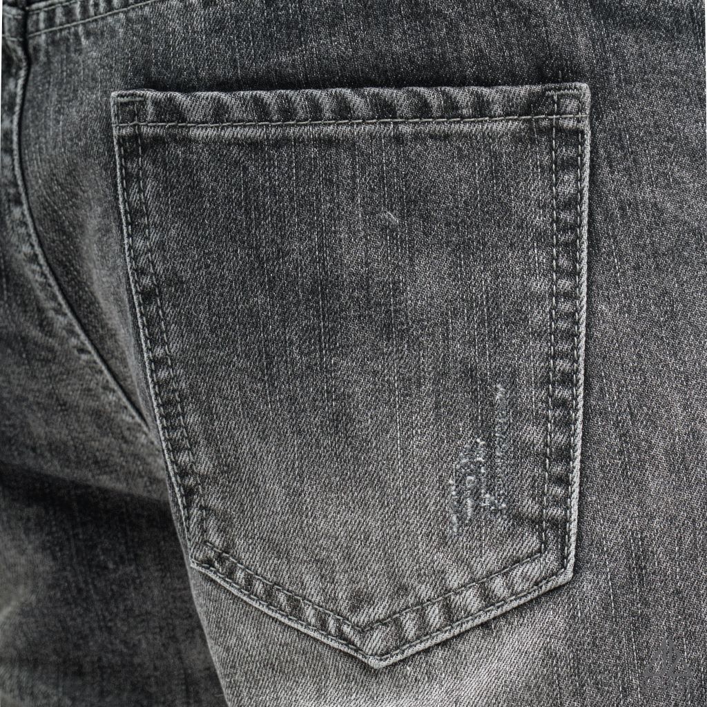 Short jean xanh đậm rách