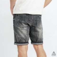 Short jean xanh đậm rách
