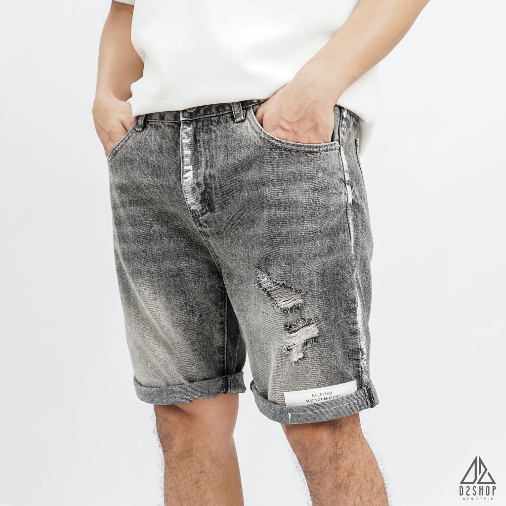 Short jean xám rách Something