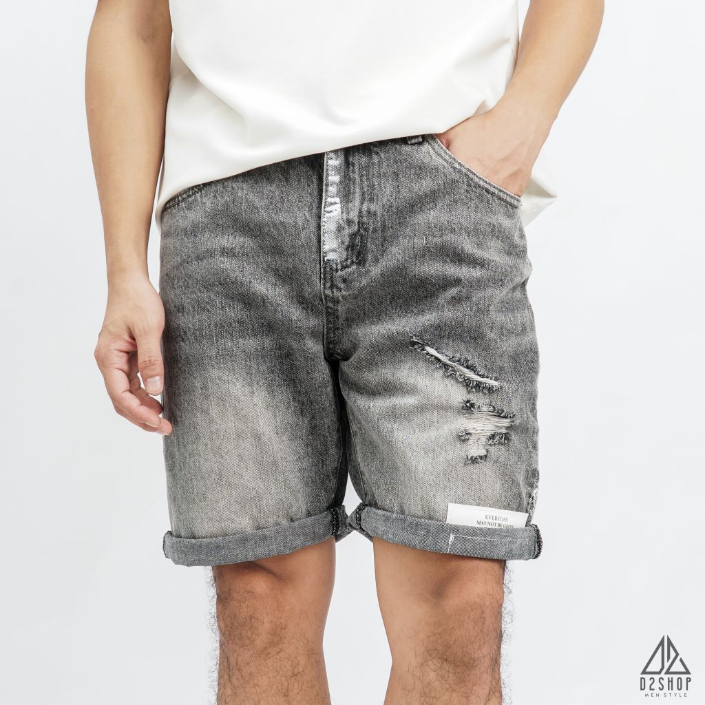 Short jean xám rách Something