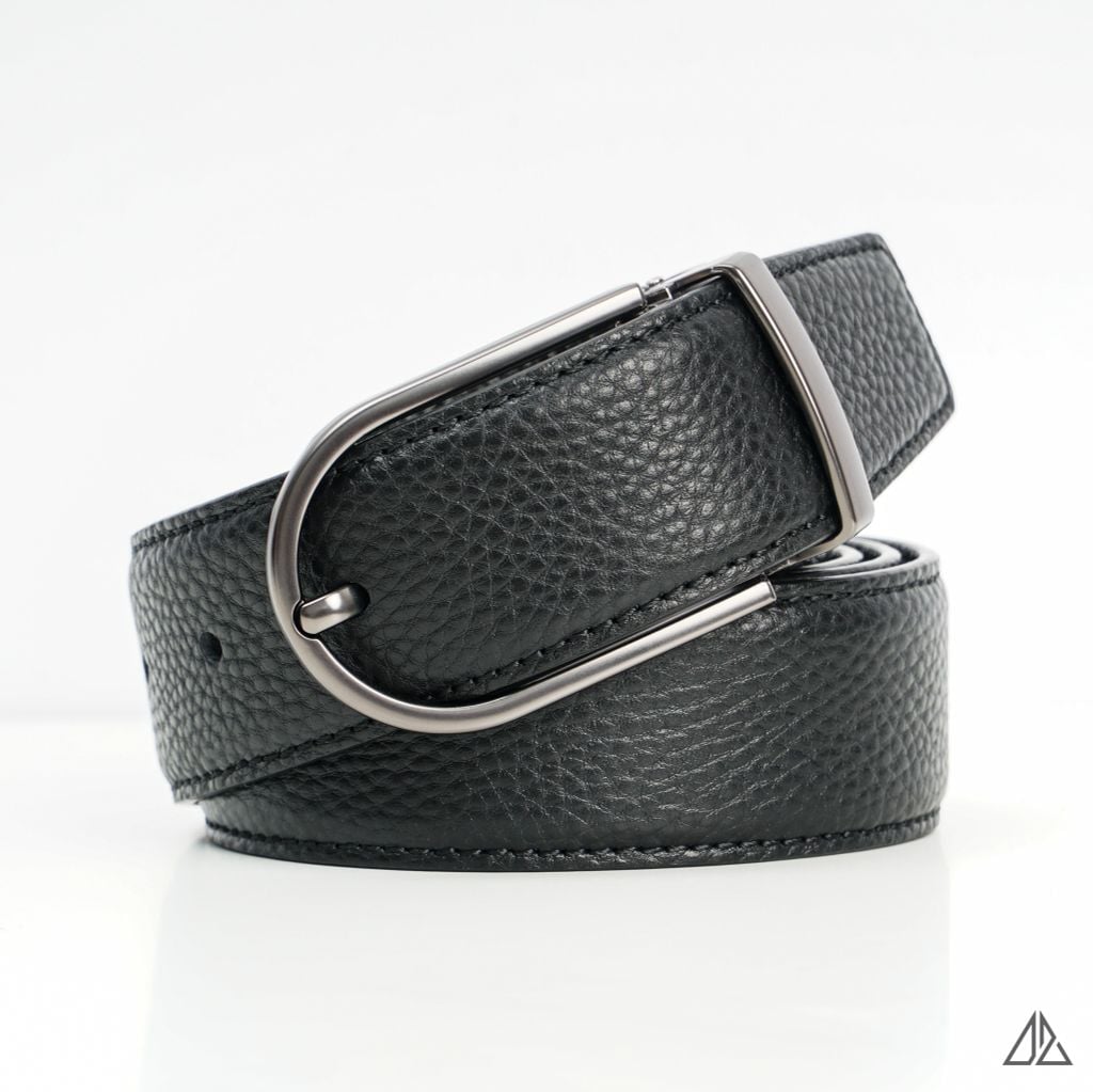 Thắt lưng nam da PU cao cấp, mặt tròn 08 x 18