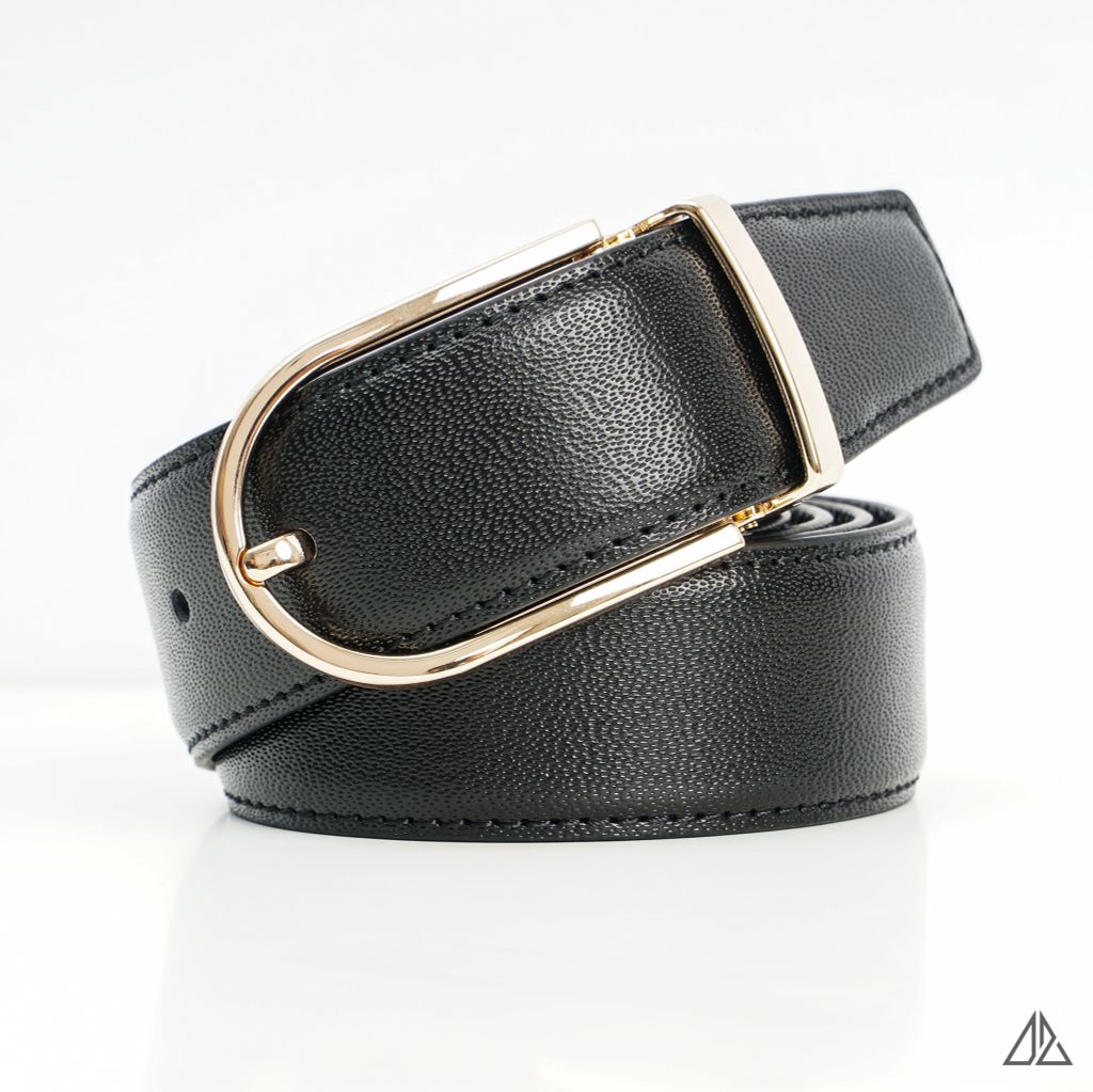 Thắt lưng nam da PU cao cấp, mặt tròn 08 x 18