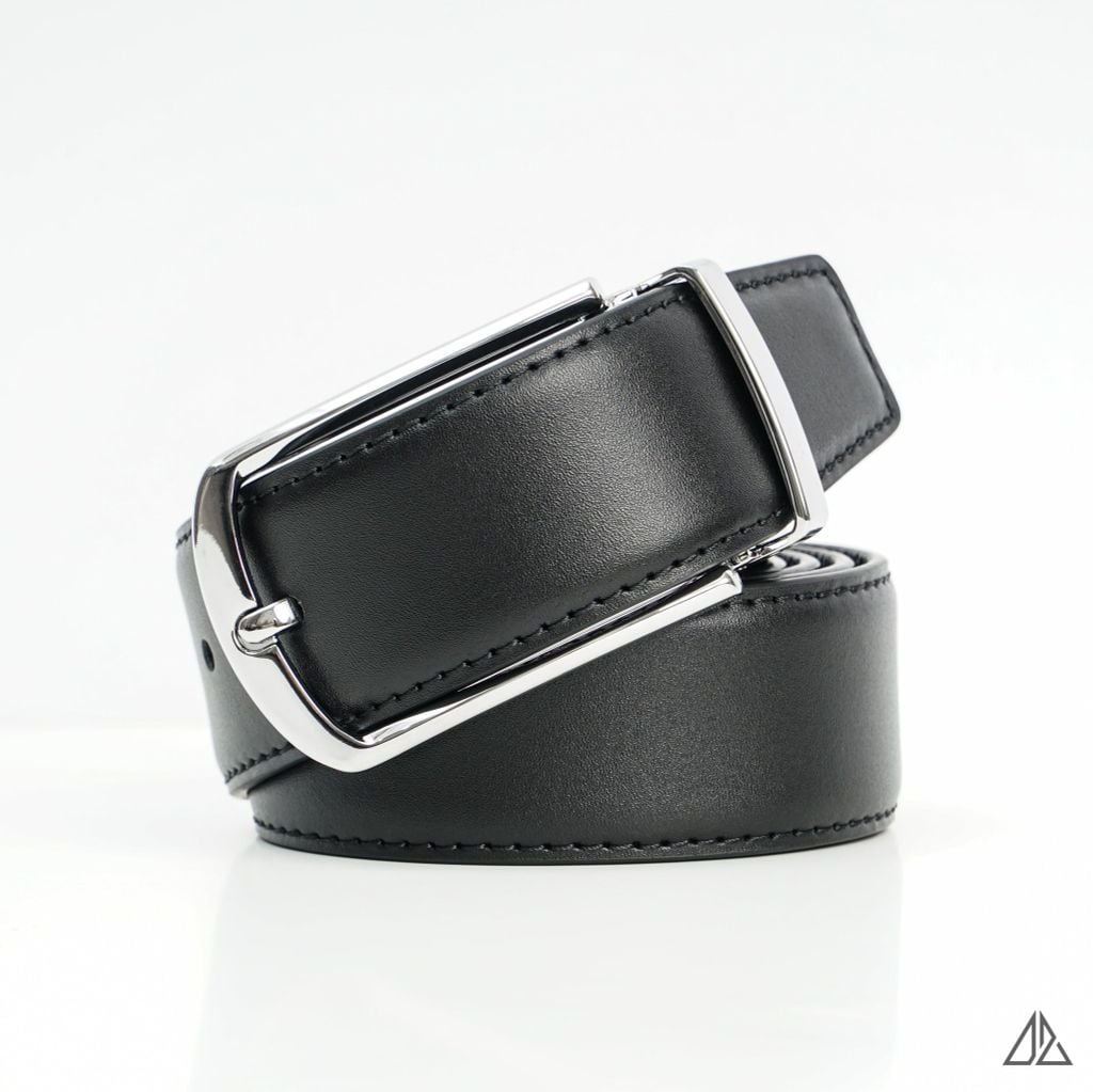 Thắt lưng nam da PU cao cấp, mặt tròn 11 x 16