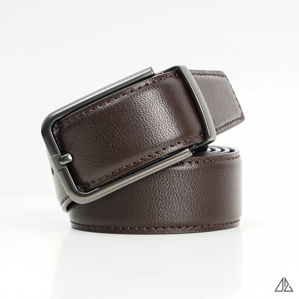 Thắt lưng nam da PU cao cấp, mặt tròn 11 x 16