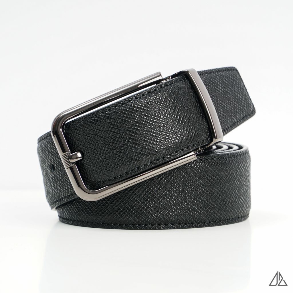 Thắt lưng nam da PU cao cấp, mặt tròn 11 x 16