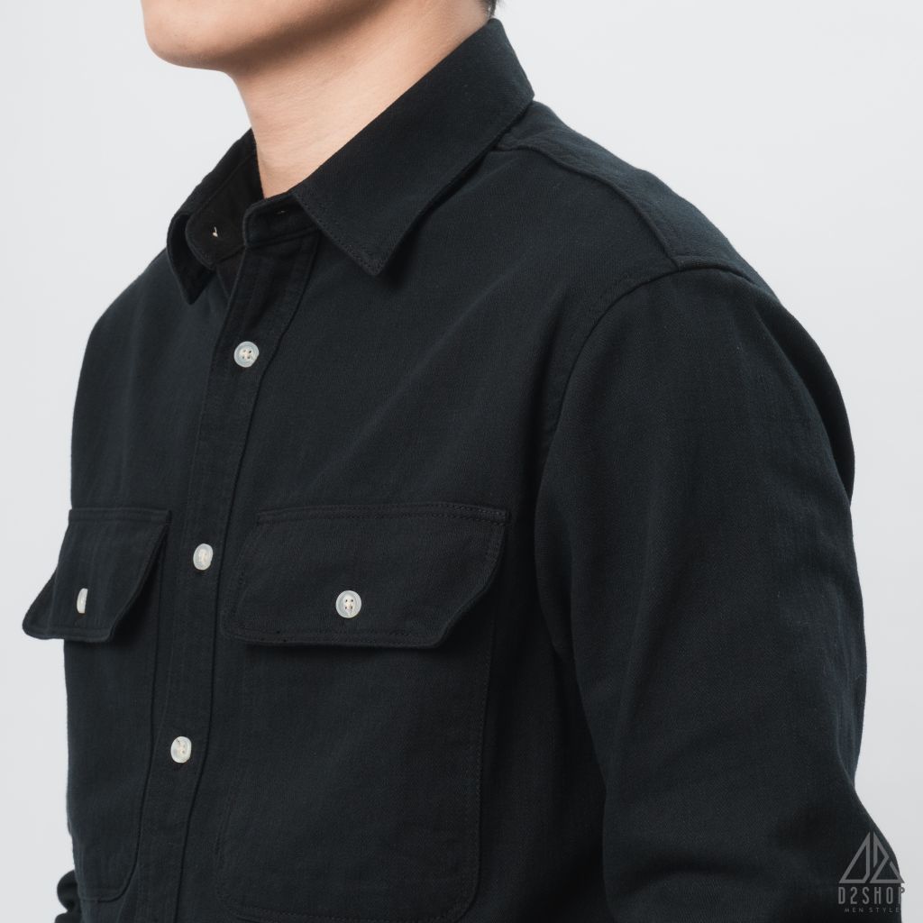 Áo sơ mi túi hộp vải kaki