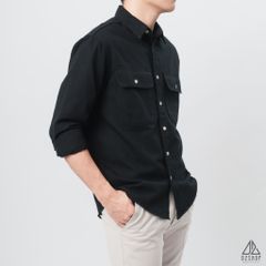 Áo sơ mi túi hộp vải kaki