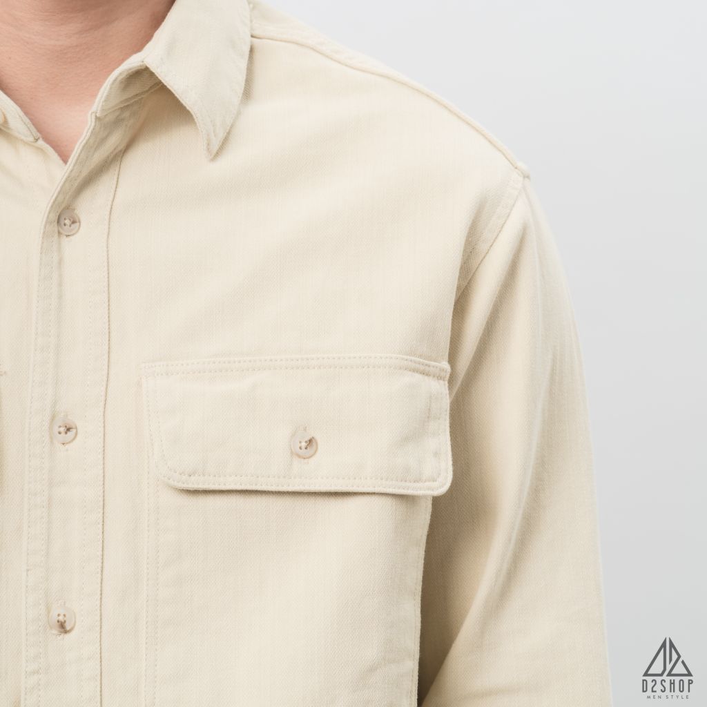 Áo sơ mi túi hộp vải kaki