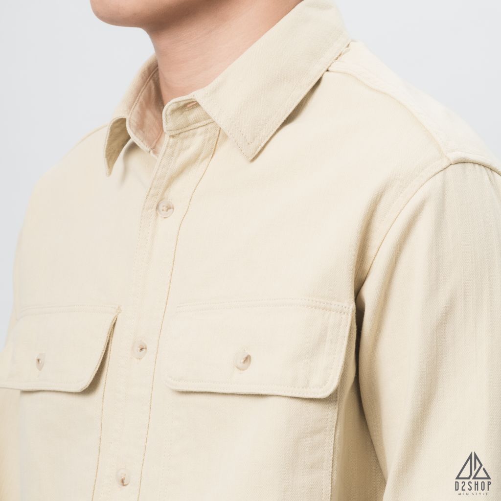 Áo sơ mi túi hộp vải kaki