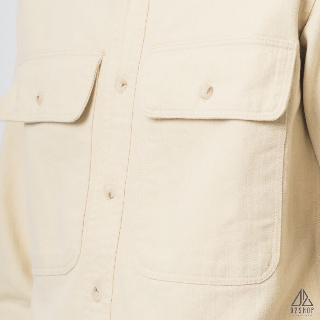 Áo sơ mi túi hộp vải kaki