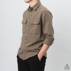 Áo sơ mi túi hộp vải kaki