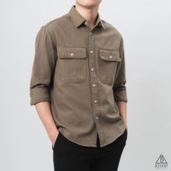 Áo sơ mi túi hộp vải kaki
