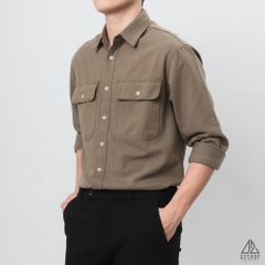Áo sơ mi túi hộp vải kaki
