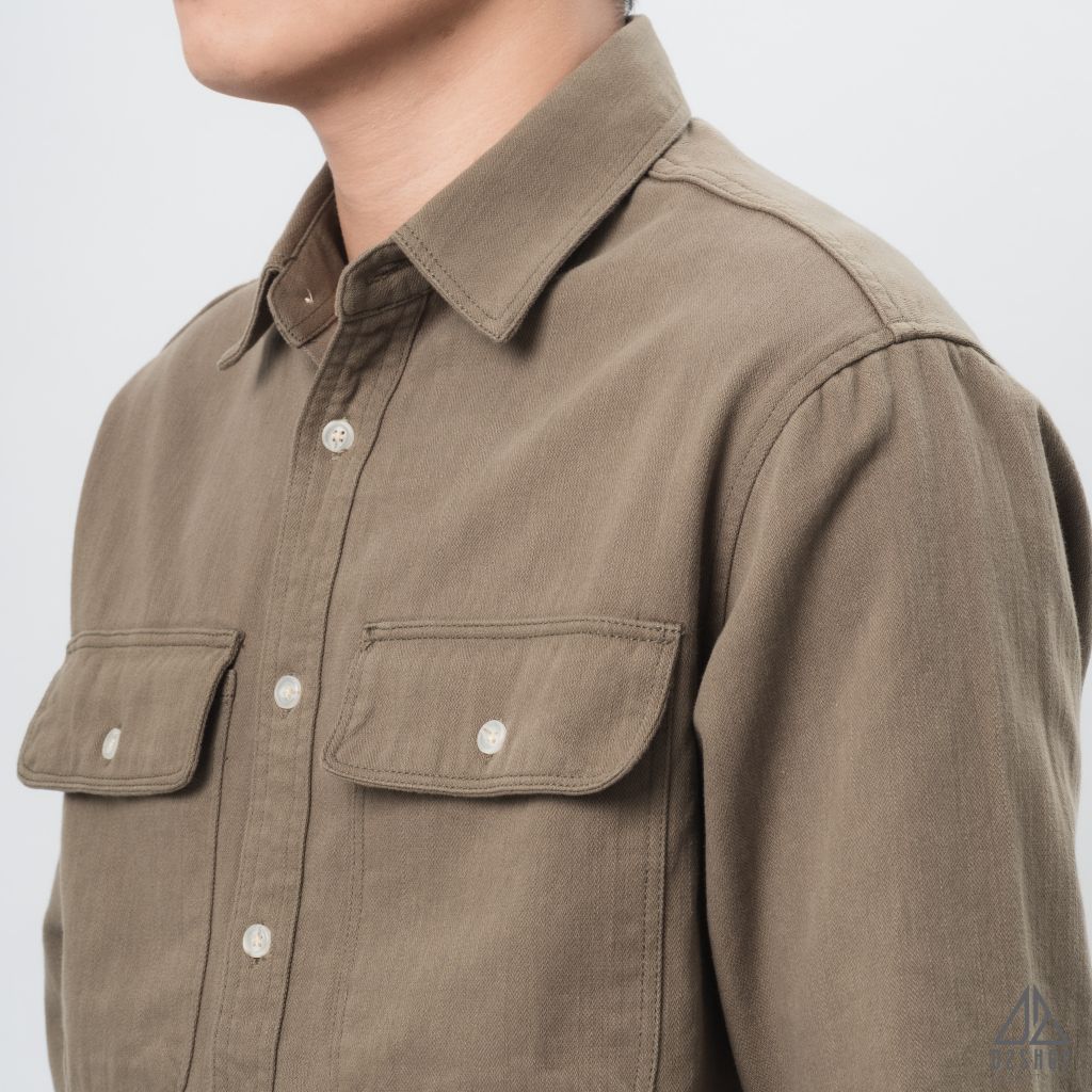 Áo sơ mi túi hộp vải kaki