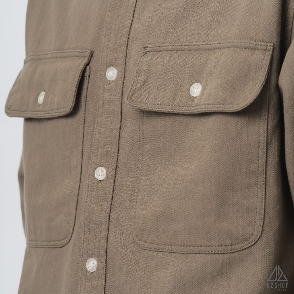 Áo sơ mi túi hộp vải kaki