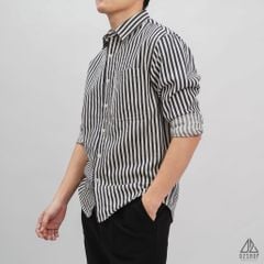 Áo sơ mi vải kaki sọc phối túi [SM-2047]