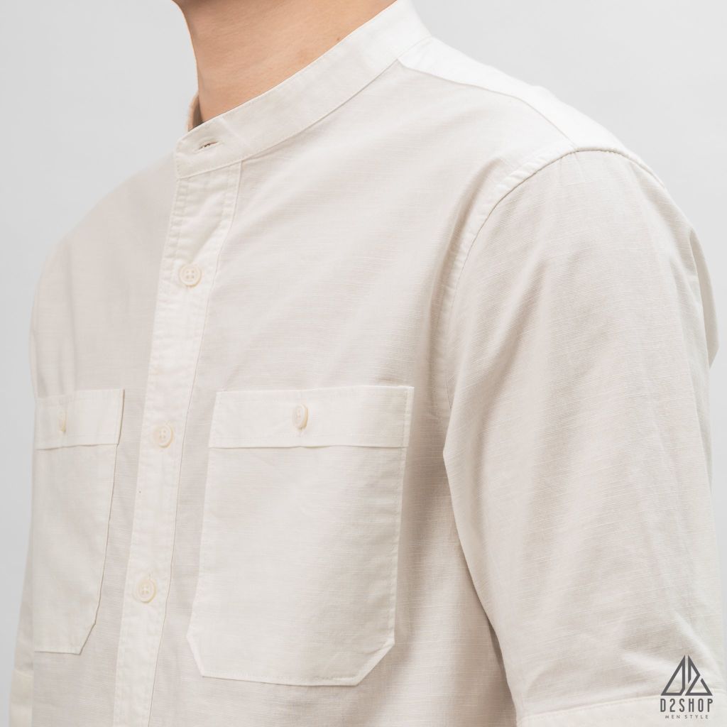 Áo sơ mi ngắn tay cổ trụ