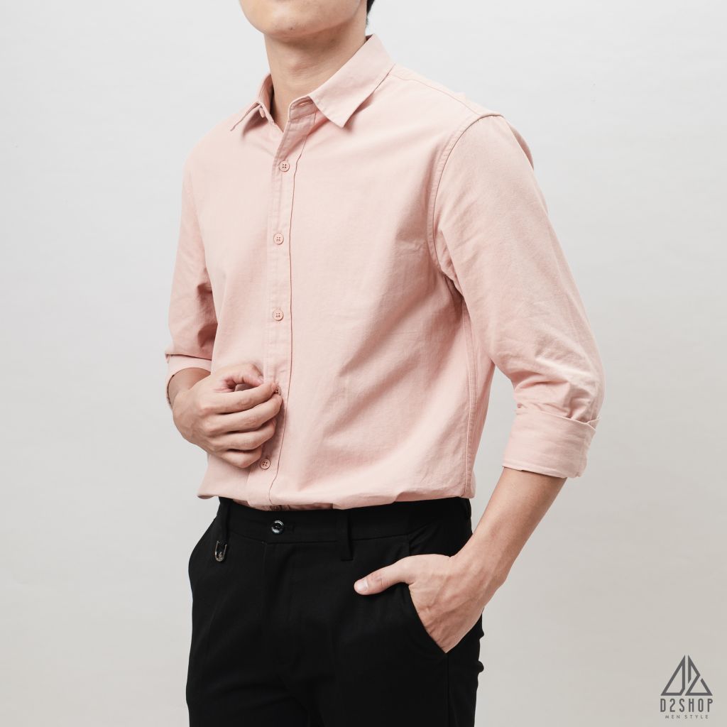 Áo sơ mi trơn vải kaki xéo