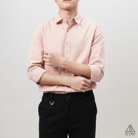 Áo sơ mi trơn vải kaki xéo