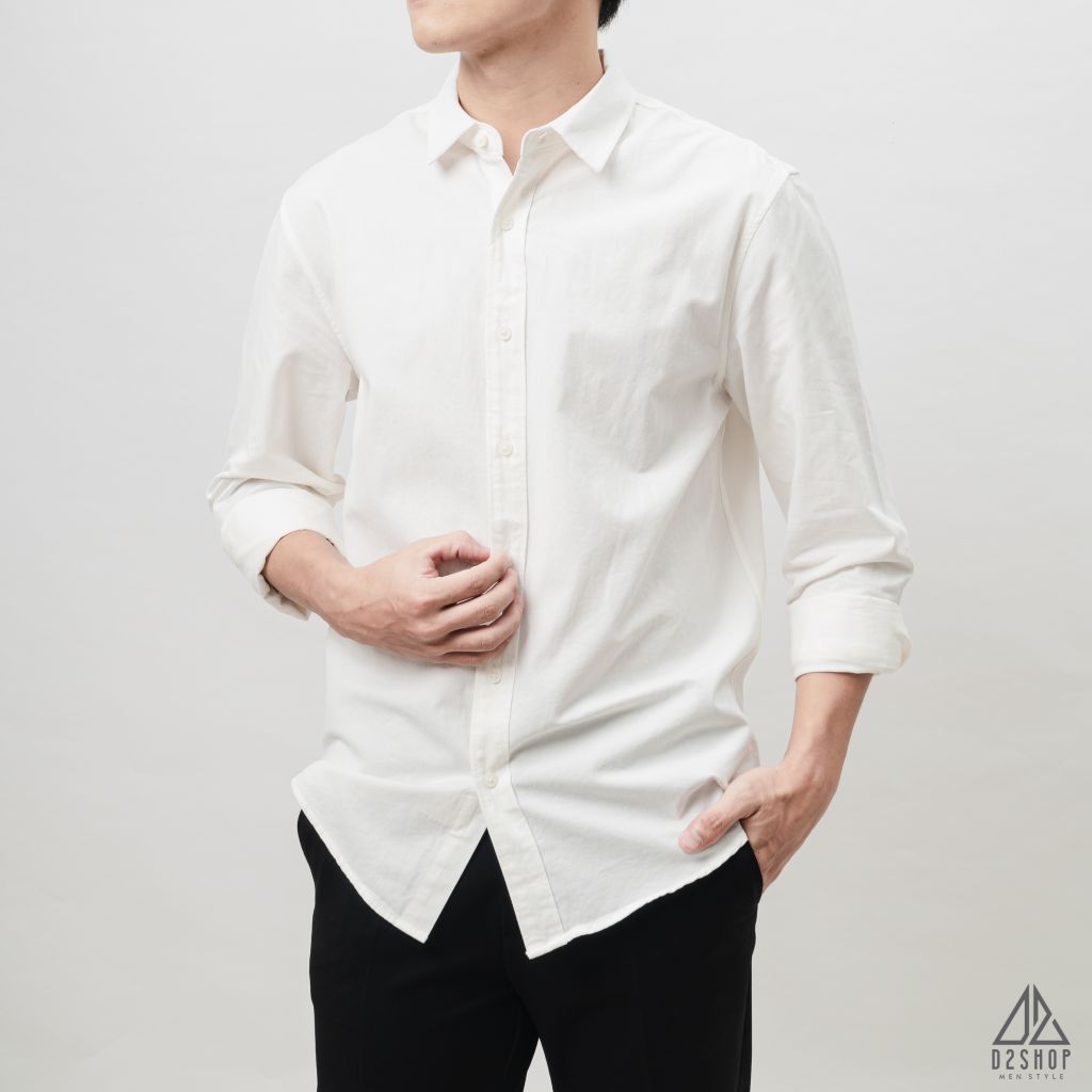 Áo sơ mi trơn vải kaki xéo