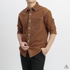 Áo sơmi kaki xéo 2 túi chỉ nổi [SM-2106]