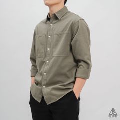 Áo sơmi kaki xéo 2 túi chỉ nổi [SM-2106]