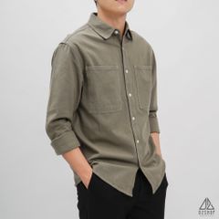 Áo sơmi kaki xéo 2 túi chỉ nổi [SM-2106]