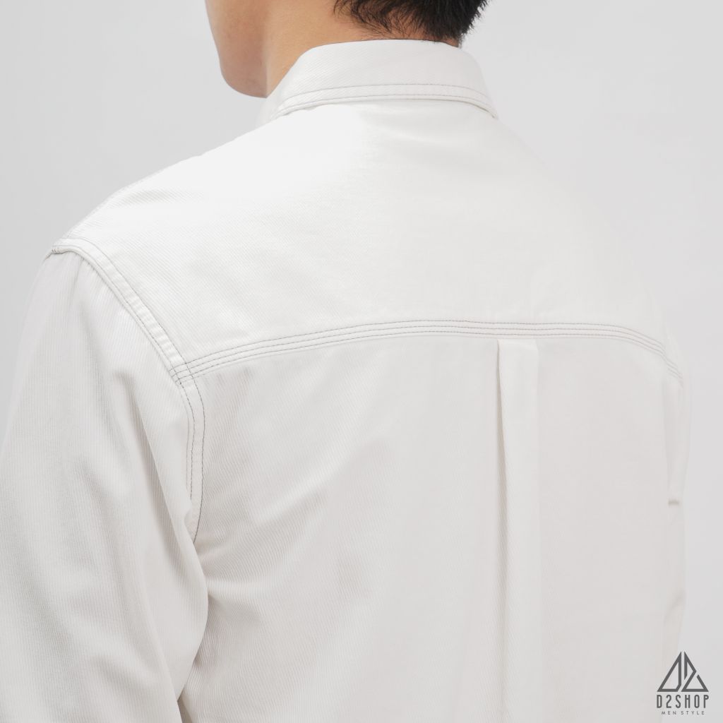 Áo sơmi kaki xéo 2 túi chỉ nổi [SM-2106]