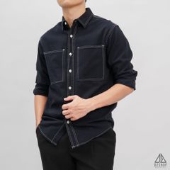 Áo sơmi kaki xéo 2 túi chỉ nổi [SM-2106]