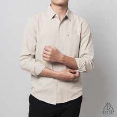 Áo sơ mi vải kaki xéo thêu túi #