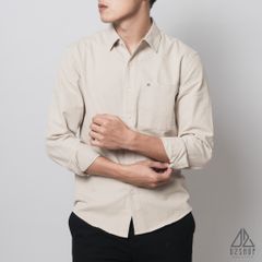 Áo sơ mi vải kaki xéo thêu túi #