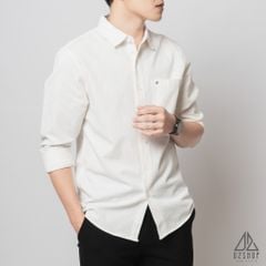 Áo sơ mi vải kaki xéo thêu túi #